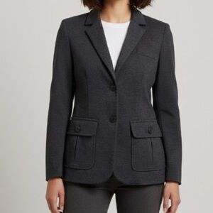 Judith + Charles Wool Grey Blazer Size 4 Small Button Front Pockets Classic